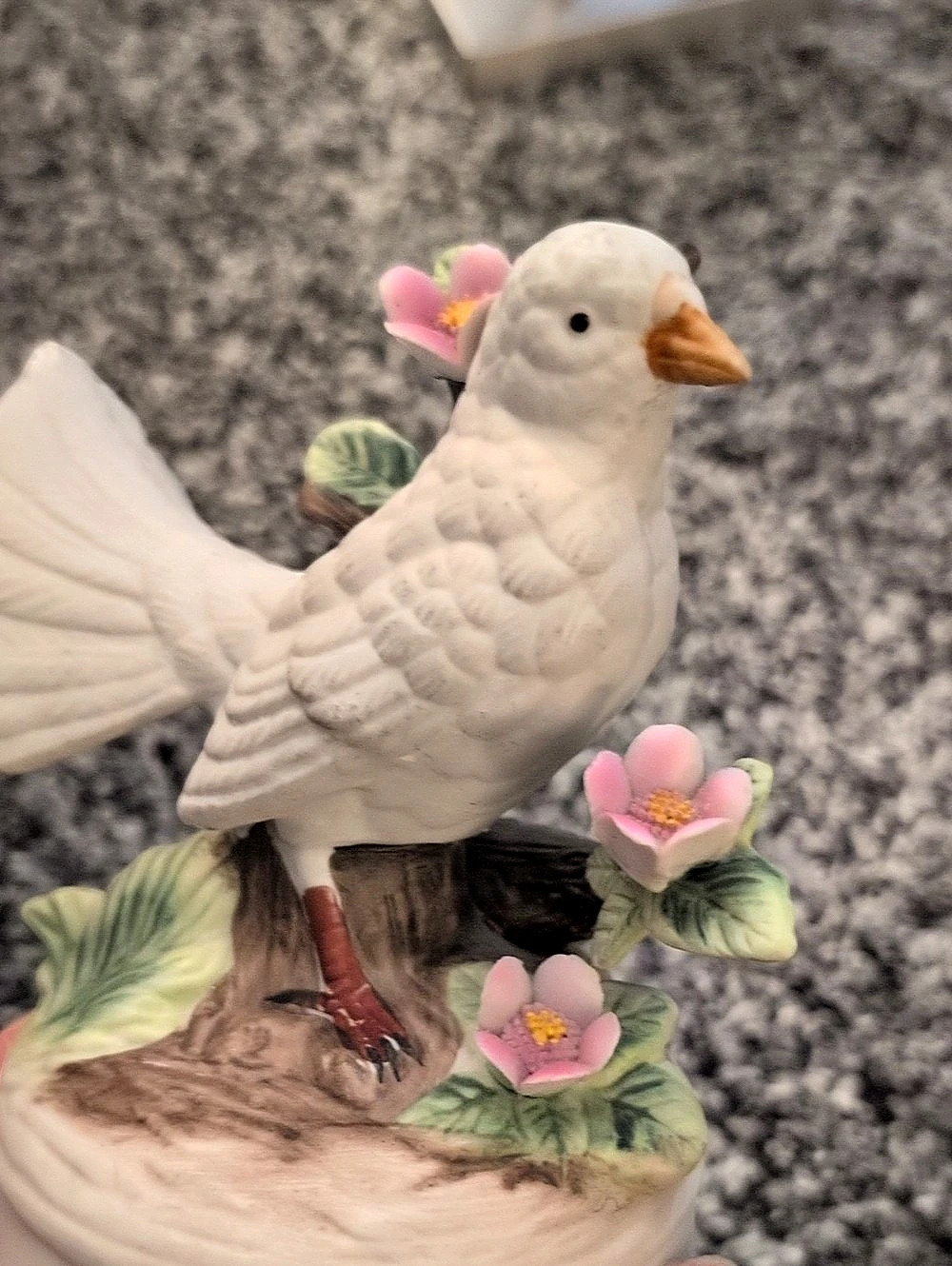 Porcelain Bird Music Box Decor in White & Brown